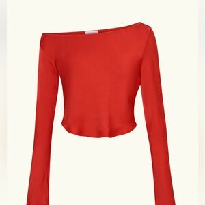 MESHKI Violeta one shoulder satin top xs